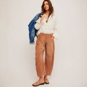 Free People Rust Brown Corduroy Barrel Pants